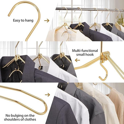 VWV 10P Gold Hanger, 15.35 Inch Fashion Metal Folding Clothes Hanger, Lightweight and Sturdy Folding Clothes Hanger Perfect for Hotels, Traveling, Camping, etc.