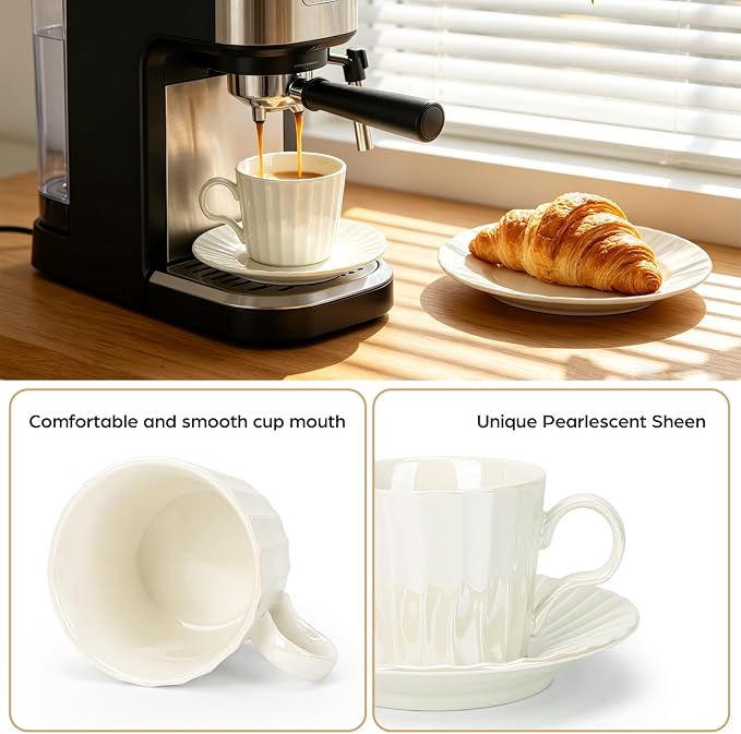 Ceramic Coffee Cup Set, 8 oz Cappuccino Cups