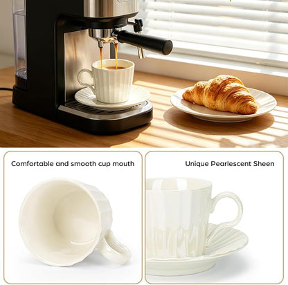 Ceramic Coffee Cup Set, 8 oz Cappuccino Cups