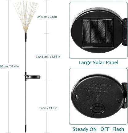 JJGoo Solar Firework Lights, 2 Pack 120 LEDs 2 Lighting Modes Solar Garden