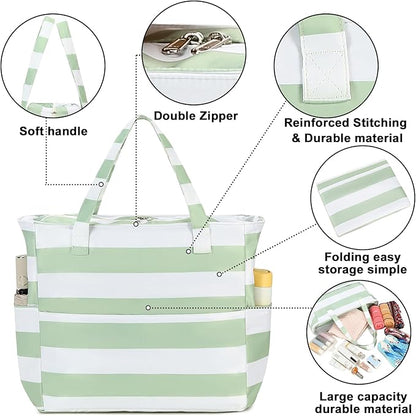 Waterproof Beach Tote Pool Bags for Women Ladies Extra Large Gym Tote Carry On Bag With Wet Compartment for Weekender Travel