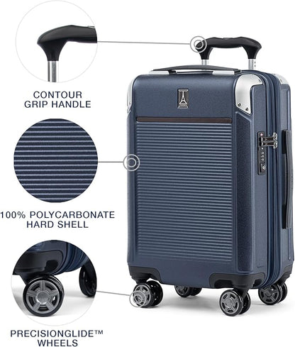 Travelpro Platinum Elite Hardside Expandable Carry on Luggage, 8 Wheel Spinner, TSA Lock, Hard Shell Polycarbonate Suitcase, True Navy Blue, Compact Carry on 20-Inch