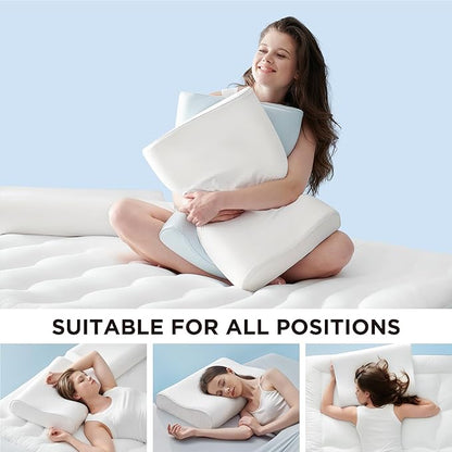 Bedsure Cervical Neck Support Pillow for Sleeping, Ergonomic Odorless Memory Foam Cervical Contour Orthopedic Pillow for Neck Pain Relief, for Side, Back, Stomach Sleeper