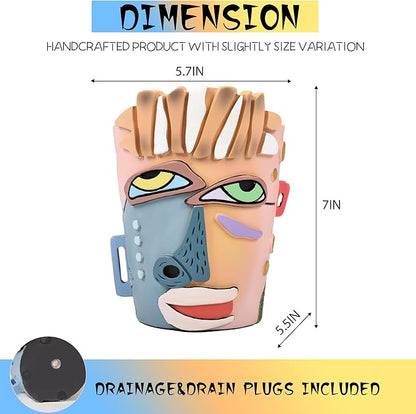 Abstract Face Planters Pots Head, Unique Head Planter