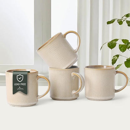 MONITO 16Oz Coffee Mugs Set of 4, Rustic Ceramic Coffee Cups Set