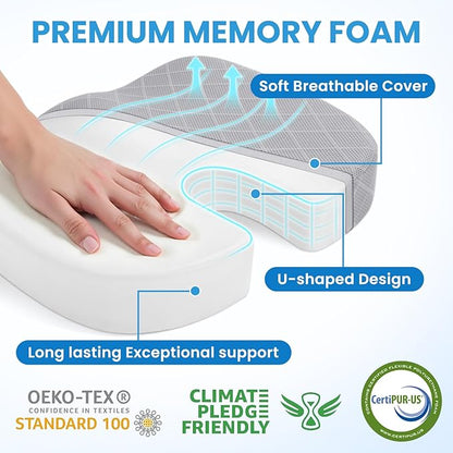 TushGuard Office/Car Seat Cushion, Non-Slip Sciatica & Back Coccyx Tailbone Pain Relief Chair Pad, Memory Foam Butt Pillow for Computer Desk, Wheelchair, Driving (Light Grey, X-Large)