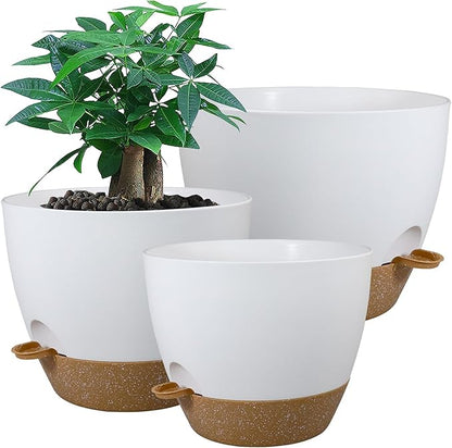 Large Self Watering Pots, 12/10/9 Plastic Planters
