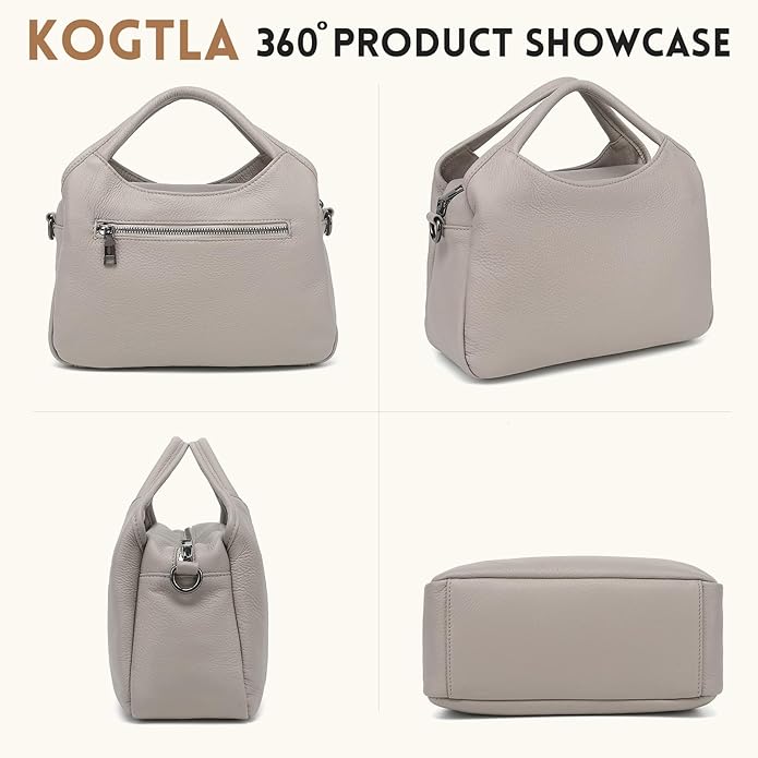 KOGTLA Genuine Leather Purses for Women, Crossbody Shoulder Bags with Top-Handle, Tote Satchel Handbags