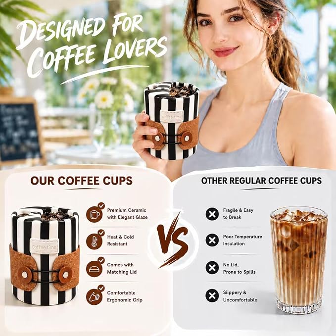 Shelprojsu 10oz Ceramic Travel Coffee Mug, Ceramic Mug
