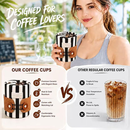 Shelprojsu 10oz Ceramic Travel Coffee Mug, Ceramic Mug