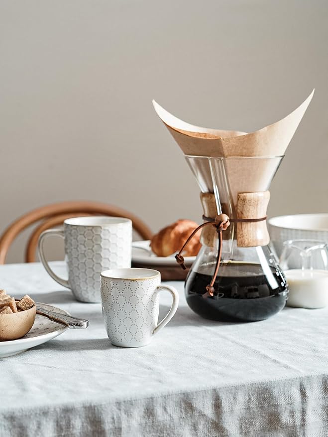 LE TAUCI Coffee Mugs 16 oz, Ceramic Mug Set, Embossment Cups