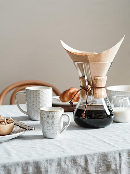 LE TAUCI Coffee Mugs 16 oz, Ceramic Mug Set, Embossment Cups