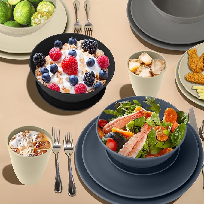 40Pack plates and bowls sets for dinner