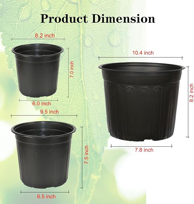 72-Pack 2/2.5/3 Gallon Flexible Plastic Plant Pots, Thickened Soft Seed