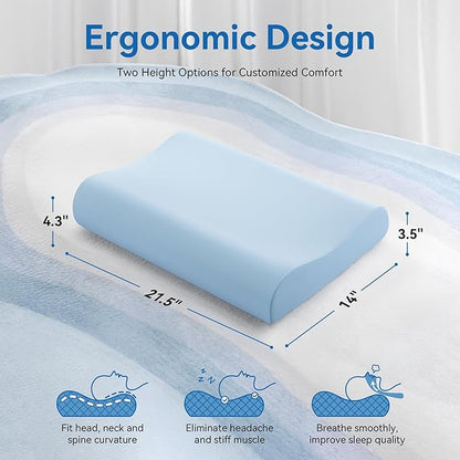 AM AEROMAX Firm Contour Memory Foam Pillow, Cervical Pillow for Neck Pain Relief, Neck Orthopedic Sleeping Pillows for Side, Back and Stomach Sleepers.