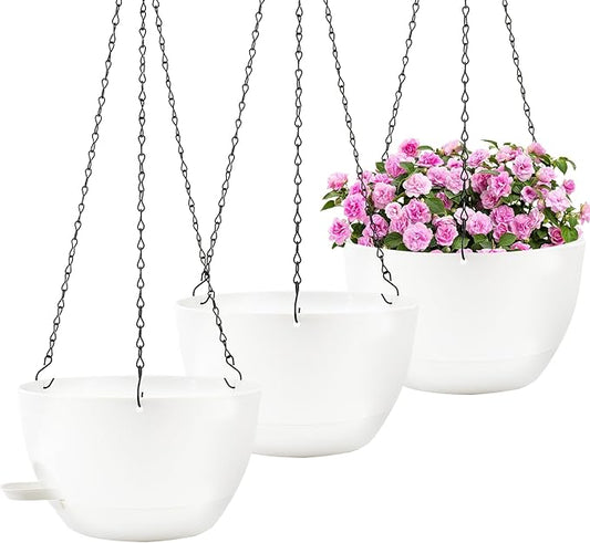 10 inch Hanging Planters for Indoor Plants, 3 Pack Self-Watering Hanging