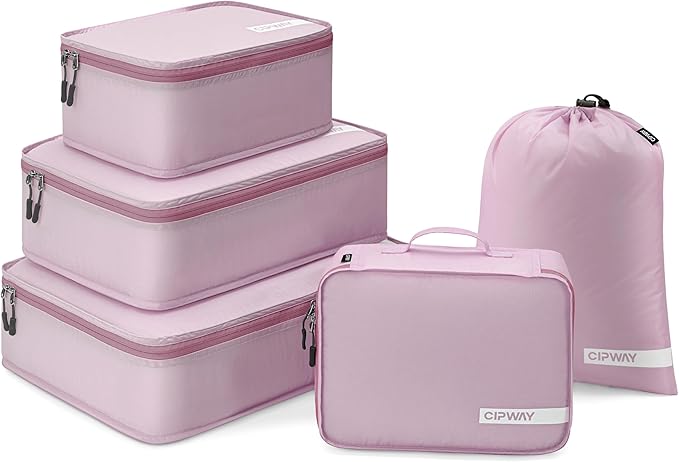 Cipway 5 Set Packing Cubes for Travel Suitcase Organizer for Accessories Luggage Carry On Suitcase Lightweight Mauve Pink