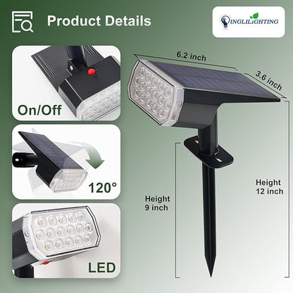DINGLILIGHTING Waterproof Solar Lights Outdoor: IP65 Led Spot Light Decorations