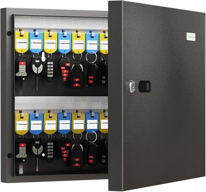 48 Key Cabinet Organizer, Key Lock Box, Key Safe Security Storage Lockbox Holder for Valets, Hotels, Car and House Keys, Key Keeper Box – Black