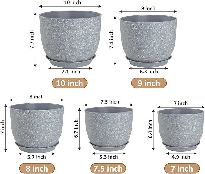 Plant Pots 10/9/8/7.5/7 inch Flower Pots