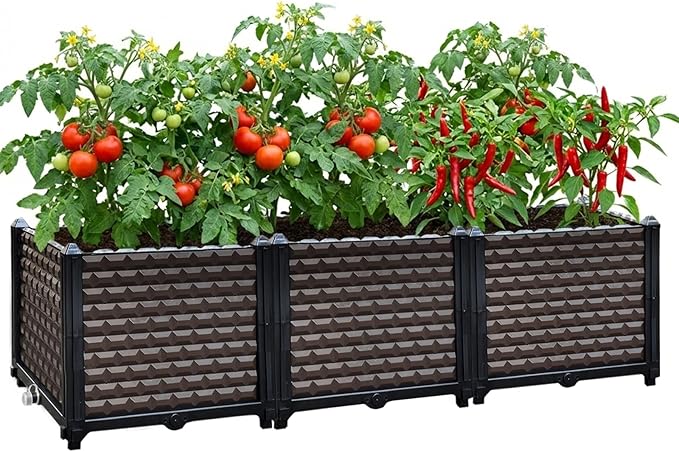 Large Planters for Outdoor Plants 14" Tall Planter Box, Raised Beds for