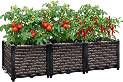 Large Planters for Outdoor Plants 14" Tall Planter Box, Raised Beds for