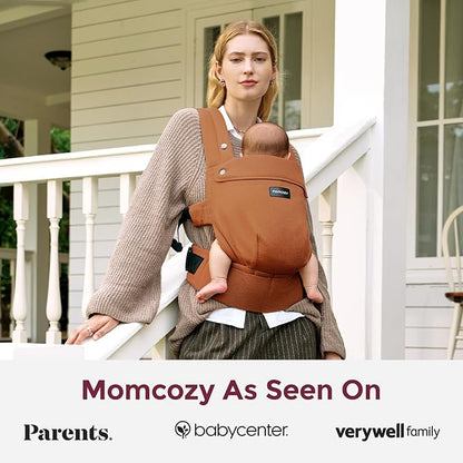 Momcozy Baby Carrier with Natural Cotton Linen, Built to Last, Ergonomic Design, 7-44lbs for Infant and Toddler, Lightweight and Comfortable, Hands-Free for Moms&Dads, Sepia