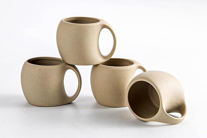 Cute Small Coffee Cups, Double Espresso Cup, 4 oz, Neutral Beige, Mini Coffee