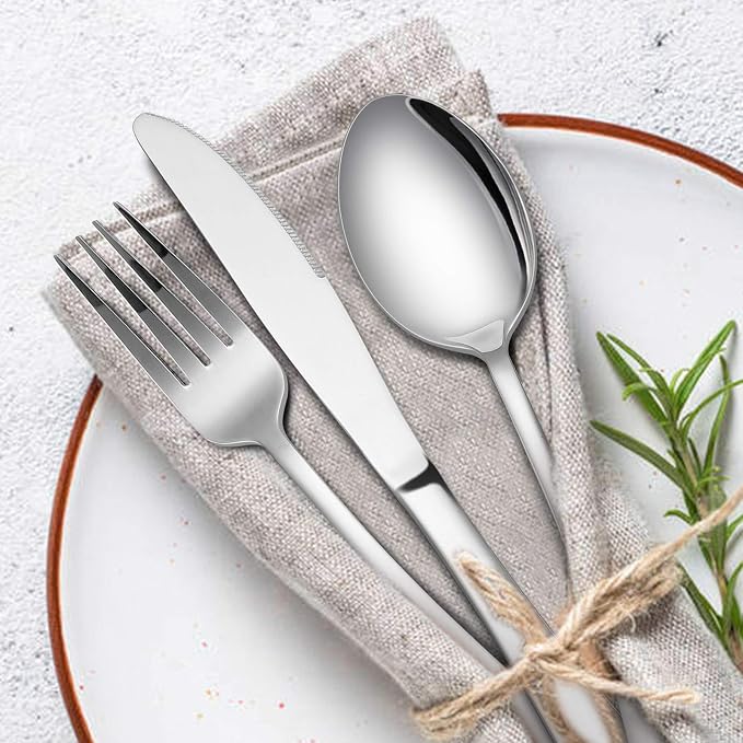 Silverware Set, 40-Piece Flatware Set, E-far Stainless Steel Eating Utensils