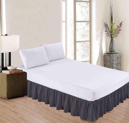 SlumberWell King Bed Skirt with Split Corners, Soft Microfiber, 15 Inch Drop, Dark Grey Solid, Elegant Ruffled Design