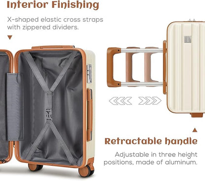 imiomo Luggage Sets 3 Piece,Expandable Hardside Suitcase Set with Spinner Wheels,Lightweight Travel Luggage set with TSA Lock（20/24/28,White）