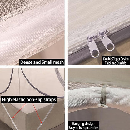 CMINGJ Mosquito Net for Bed, Portable pop up Mosquito Netting with Bottom, Free Installation-Suitable for Bedroom, Camping, Folding Portable Design for Baby Adults (Orange Bear) L79 x W71 x H61