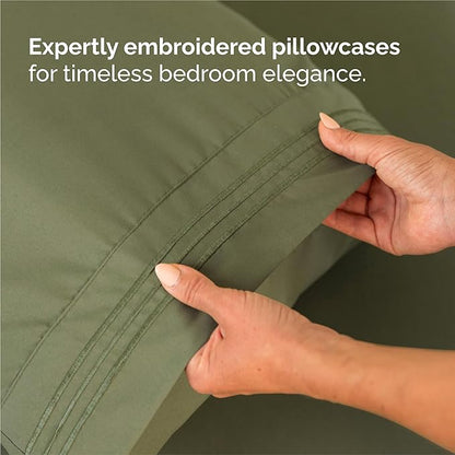 Split King Size 5 Piece Sheet Set - Comfy Breathable & Cooling Bed Sheets Set - Hotel Luxury Bedding for Women, Men, Kids, Teens, Boys & Girls - Deep Pockets and Wrinkle Free - Oeko-Tex - Sage Green
