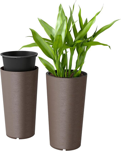 Outsunny 29 Inch Tall Planters for Outdoor Plants, Stackable Large Planters for