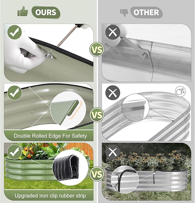 Galvanized Raised Garden Bed Outdoor- 2 Pcs Raised Beds