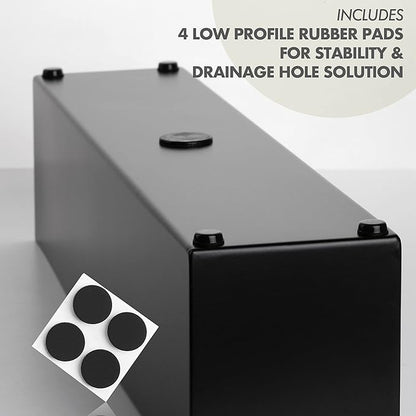 DR&Co Modern Black Trough Rectangular Planter, 16“ Metal Window Planter Box