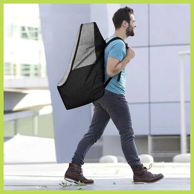 Padded Car Seat Travel Bag for Airplane, Heavy Duty Backpack for Air Travel, Water-Resistant Carrier with Shoulder Strap, Fits Most Car Seats (Grey+Black)