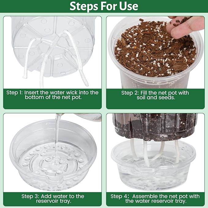 12 Pack 6.5 Inch Clear Self Watering Plant Pots