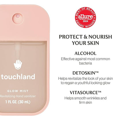 Touchland Glow Mist + Gentle Mist + White Mist Case, Scented and Stylish Hydrating Hand Sanitizer Spray Bundle, Travel Size Friendly