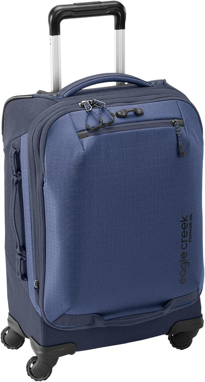 eagle creek Expanse 4-Wheel 21.5" International Carry-On Luggage - Four-Wheel Carry-On Luggage for Easy Travel - Lockable Zippers - Expandable Main Compartment - Telescoping Handles - Pilot Blue