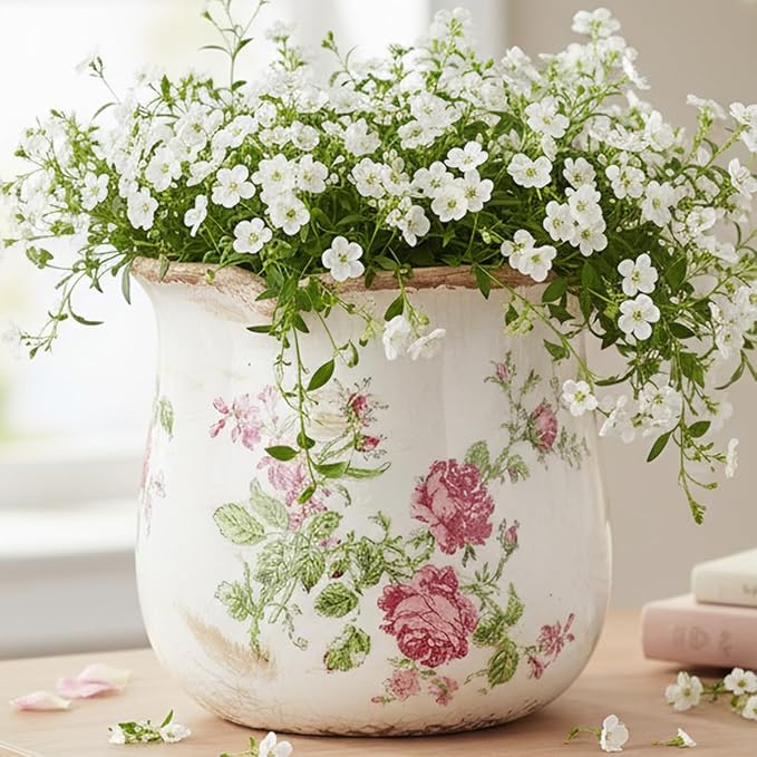 Shabby Chic Flower Pot, 6.11 Inch Ceramic Planter
