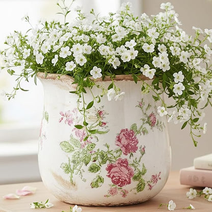Shabby Chic Flower Pot, 6.11 Inch Ceramic Planter