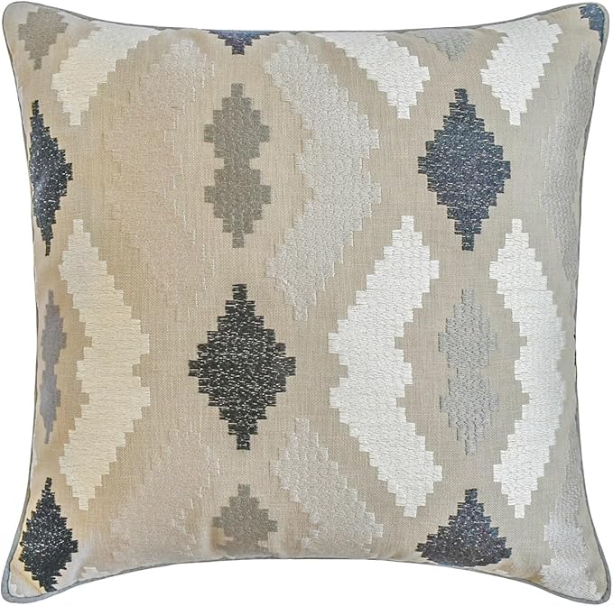 The HomeCentric King/Queen/Twin Beige Decorative Bed Runner CA King 86"x18" Bed Runner with One Pillow Cover, Embroidery,Aztec Bed Scarf on Linen Fabric - Thread Tale