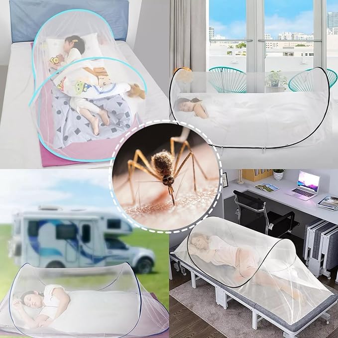 200 * 80 * 56 Large Size Mosquito Net Ultra Light Pop-up Foldable Mosquito Net Suitable for Camping Travel Terrace Bed Portable Easy and Quick Installation (1 pcs) (White)