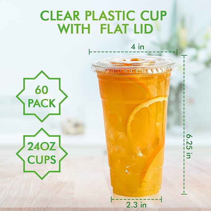 Lilymicky 60 Sets 24 oz Clear Plastic Cups