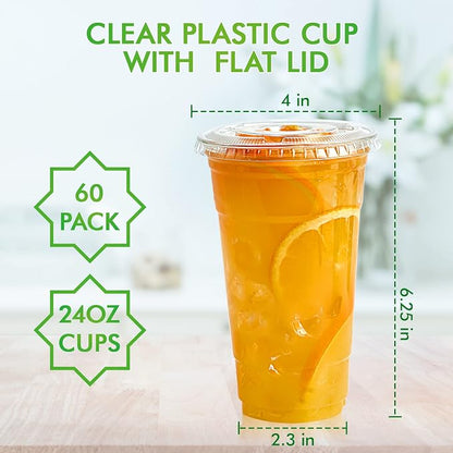 Lilymicky 60 Sets 24 oz Clear Plastic Cups