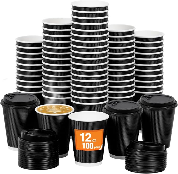 100 Pack 12 oz Disposable Coffee Cups
