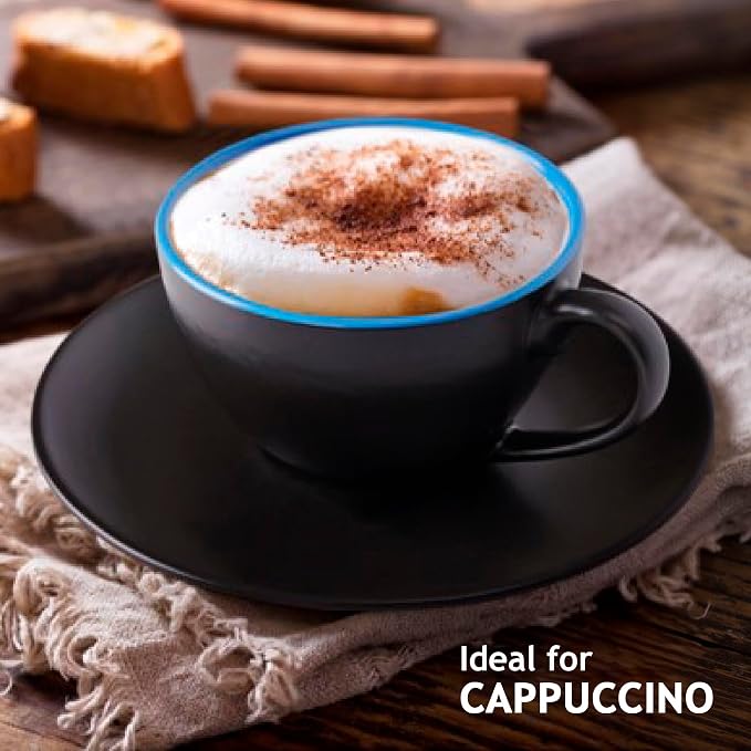 MIAMIO - Set of 6, Ceramic Stackable Cappuccino Cups Set / 6 Ounce Cappuccino