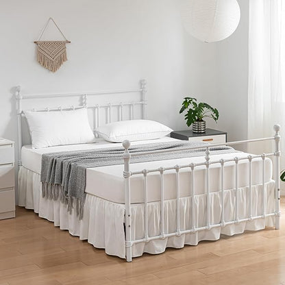 Bed Skirt Full Size Ruffled Bed Skirts with Split Corners, 22 Inch Drop Dust Ruffle Bed Skirt with Platform, Ivory, Full - 22" Drop