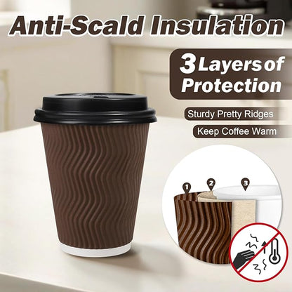 12 oz Insulated Disposable Paper Coffee Cups